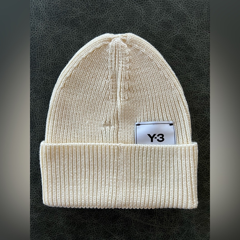 Y-3 Adidas Hat Unisex 100% Wool Knit Beanie Off White One Size